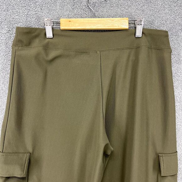 Boston Proper Pants Womens Medium Crop Cargo Wide Leg Olive Green stretch boho - Picture 11 of 15